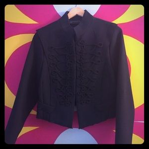 Zara NWT Military Crop Jacket Black/Navy Raw Hem L